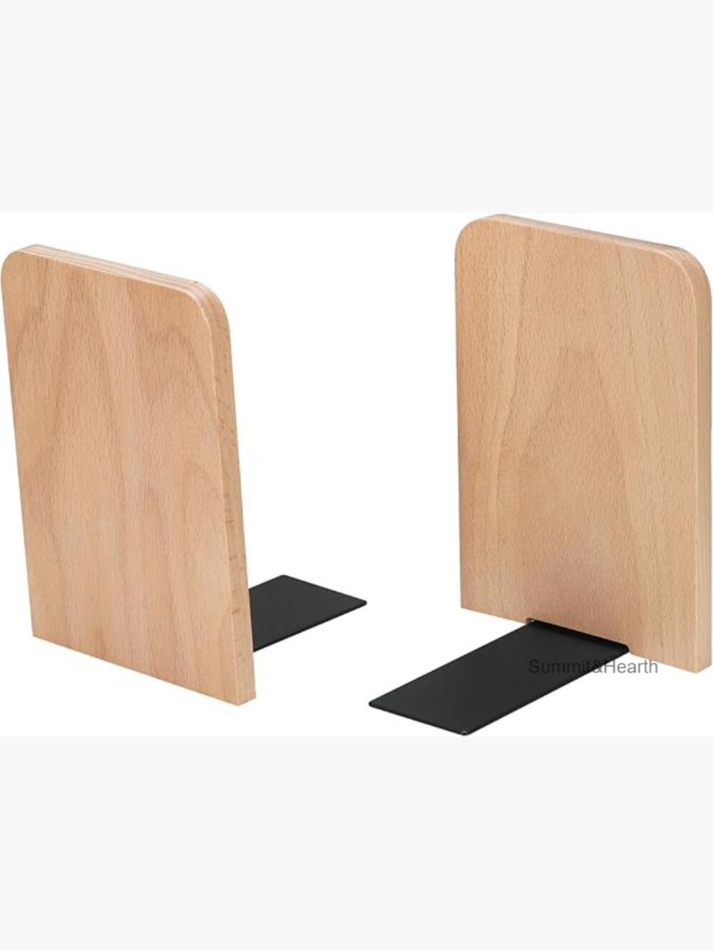Heavy Duty Wood Bookends Set of 2 L-Shaped Non-Slip Shelf Organizer